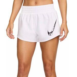 Women's Nike One Dri-FIT Mid-Rise Brief Lined Graphic Shorts in White NWT